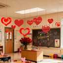 2 x Valentines Day Decorations, 16PCS Glitter Hanging Hearts Decorations w/Mixed Sizes, Double-Sided Thick Paper Red Heart Ornaments, Valentines Decor for Home Office Window Wall Party Favors