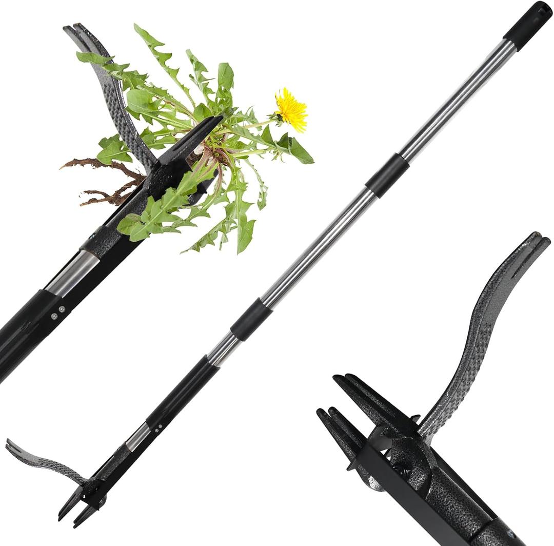 4-Claw Weed Puller Tool,45'' Stand Up Heavy Duty Long Handle Weeding Tool,High-Strength Stainless Steel Garden Weed Remover Tool,Without Bending DesignErgonomic