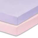 Everyday Kids 2-Pack Fitted Crib Sheets, 100% Soft Breathable Microfiber Baby Sheet, Fits Standard Size Mattress 28in x 52in, Lavender, Pink Nursery Sheet