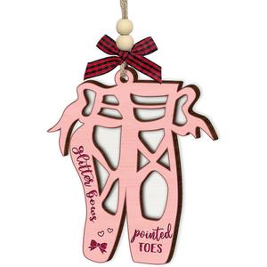 Ballerina Christmas Ornament 2025 - Wooden Pointe Shoe Ornaments for Tree - Ballet Slipper Gifts for Teen Girls, Women, Ballet Dancer Gifts for Dance Teachers, Instructors, Students