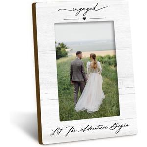 Engagement Couples Newlyweds Picture Frame 4x6, Engagement Gifts for Couples, Just Engaged Gift, Wedding Gifts for Newlyweds Bride Groom, Engaged Couple Picture Photo Frames for Desk Shelf Decor