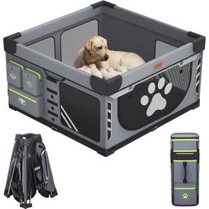 Loobani Foldable Dog Playpen Indoor/Outdoor,1 Min Setup Whelping Box, 690D Oxford Fabric & Reinforced Steel/Iron Frame, Portable Puppy Playpen with Rugged Carry Bag for Home &Travel-43.3"x43.3"x27.1"