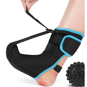 Plantar Fasciitis Night Splint Sock with Massage Ball for Tension Relief, Alleviate Pain from Plantar Fasciitis, Arch Pain, Heel Spur, Foot-drop and Achilles Tendonitis, Soft and Comfortable Foot Brace for Men and Women, Medium