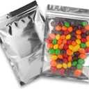Resealable Mylar Bags | 100 Pcs 4 X 6 Inch | Smell Proof Bag Heat Seal Cute Packaging Foil Food Sealable Small Front Clear Plastic Silver for Storage Candy Beef Jerky Jewerly Product