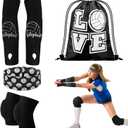 Yinder 4 Pcs Volleyball Knee Pad and Arm Sleeve Volleyball Accessories Stuff Forearm Elbow Sleeve Wrist Guard with Protection Pad and Thumb Hole for Women Men Adult (Small, Black)
