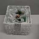 Set of 3 Christmas Lighted Gift Boxes with Plug, Indoor Outdoor Christmas Decorations with 60 LED Warm White Mini String Lights, Present Boxes with Silver Tinsel for Xmas Tree Porch Decor