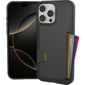 Smartish iPhone 16 Pro Max Wallet Case - Wallet Slayer Vol. 1 [Slim + Protective] Credit Card Holder - Drop Tested Hidden Credit Card Slot Cover for Apple iPhone 16 Pro Max - Black Tie Affair