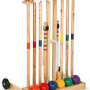 6 Player Croquet Set for Adults Croquet Lawn Game Kit with Wooden Stand for Backyard Lawn Yard Outdoor Games(28 Inch)