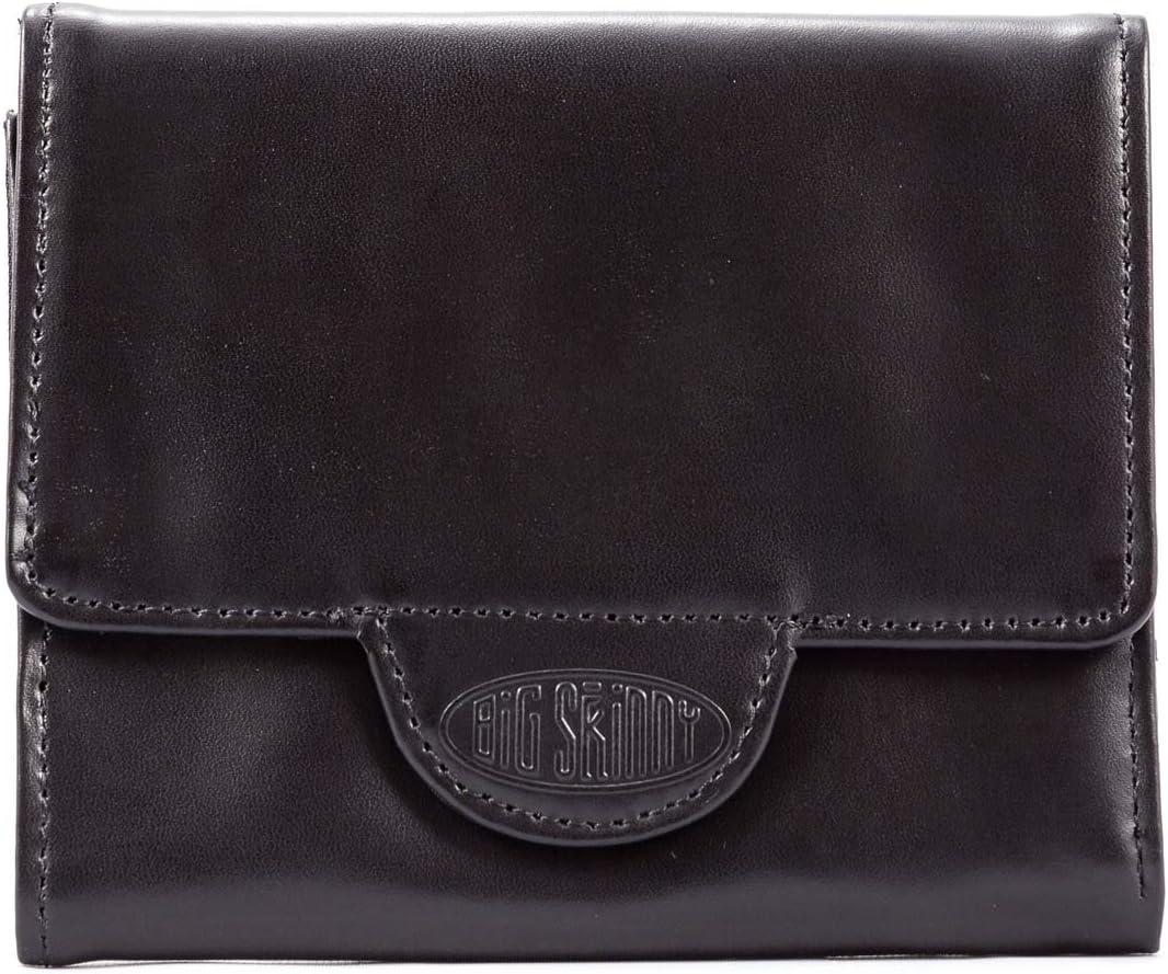 Big Skinny Women's Trixie Leather Tri-Fold Slim Wallet, Holds Up to 30 Cards (Black)