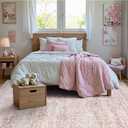 Lahome Pink Area Rugs 8x10,Washable Boho Living Room Rugs,Floral Large Area Rugs Non-Slip Soft Bedroom Rug 8x10 Under Bed Baby Girl Nursery Rug for Dining Room Table Office Aube (Pink,8'X10')