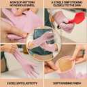 MAMISON 3 Pairs Colorful Rubber Dishwashing Gloves, Non-Slip Kitchen, L