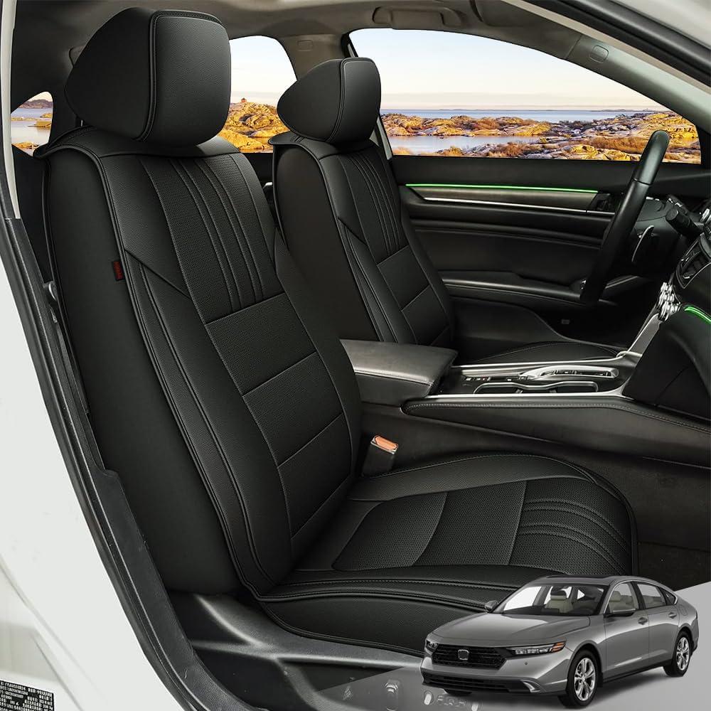 TTX LIGHTING Front Seat Covers Custom Fit for Honda Accord 2018 2019 2020 2021 2022 20223 2024 2025 Waterpoof Leather Seat Covers Compatible Airbag Car Seat Protector(2PCS Black)