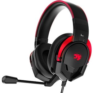 A88 Gaming Headset with Microphone, Stereo Wired Noise Cancelling Over-Ear Headphones with Mic for Pc, Ps5, Xbox One Series X/s, Ps4, Computer, Laptop, Mac, Nintendo, Gamer (Red)