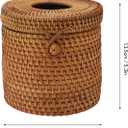 Rattan Woven Cylinder Tissue Box Cover - Boho Decorative Round Tissue Holder for Bathroom, Living Room, Coffee Table, Bedroom(Cylinder Style)