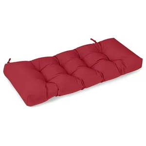 Bench Cushion, Waterproof Tufted Memory Foam Cushion with Non-Slip Ties, Bench Cushions for Outdoor/Indoor (Red, 48x18x4in)