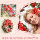 Suncalla 30 Pack Large Artificial Lilies Flower Heads with Realistic Stamens 5.9" Faux Fake Lily Flower Heads Bulk for DIY Crafts Cake Wedding Bridal Wreaths Table Home Party Decor (Red)