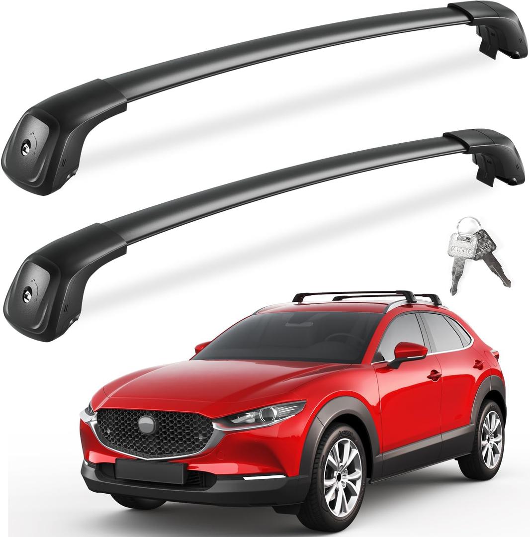 FengYu 330lbs Roof Rack Cross Bars Compatible with Mazda CX30 CX-30 2020 2021 2022 2023 2024 2025 2026 (with Flush Side Rails), Lockable Heavy Duty Aluminum Roof Rails Crossbars Cargo Bars Rooftop