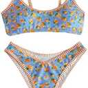 SHENHE Women's 2 Piece Swimsuits Floral Scoop Neck High Cut Spaghetti Strap Bikini Set Large