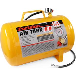 MaxWorks 51010 Portable 5 Gallon Air Tank with Pressure Gauge and Safety Valve Lightweight Durable Construction with 40 Inch Hose for Easy Tool Connections 140 PSI Max