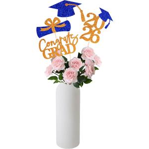 2 x Gexolenu 16 PCS Orange and Blue Double-Sided 2026 Graduation Centerpieces for Tables, 2026 Table Toppers Party Centerpiece Sticks Party Supplies, Graduation Party Decorations Class of 2026, Set of 4