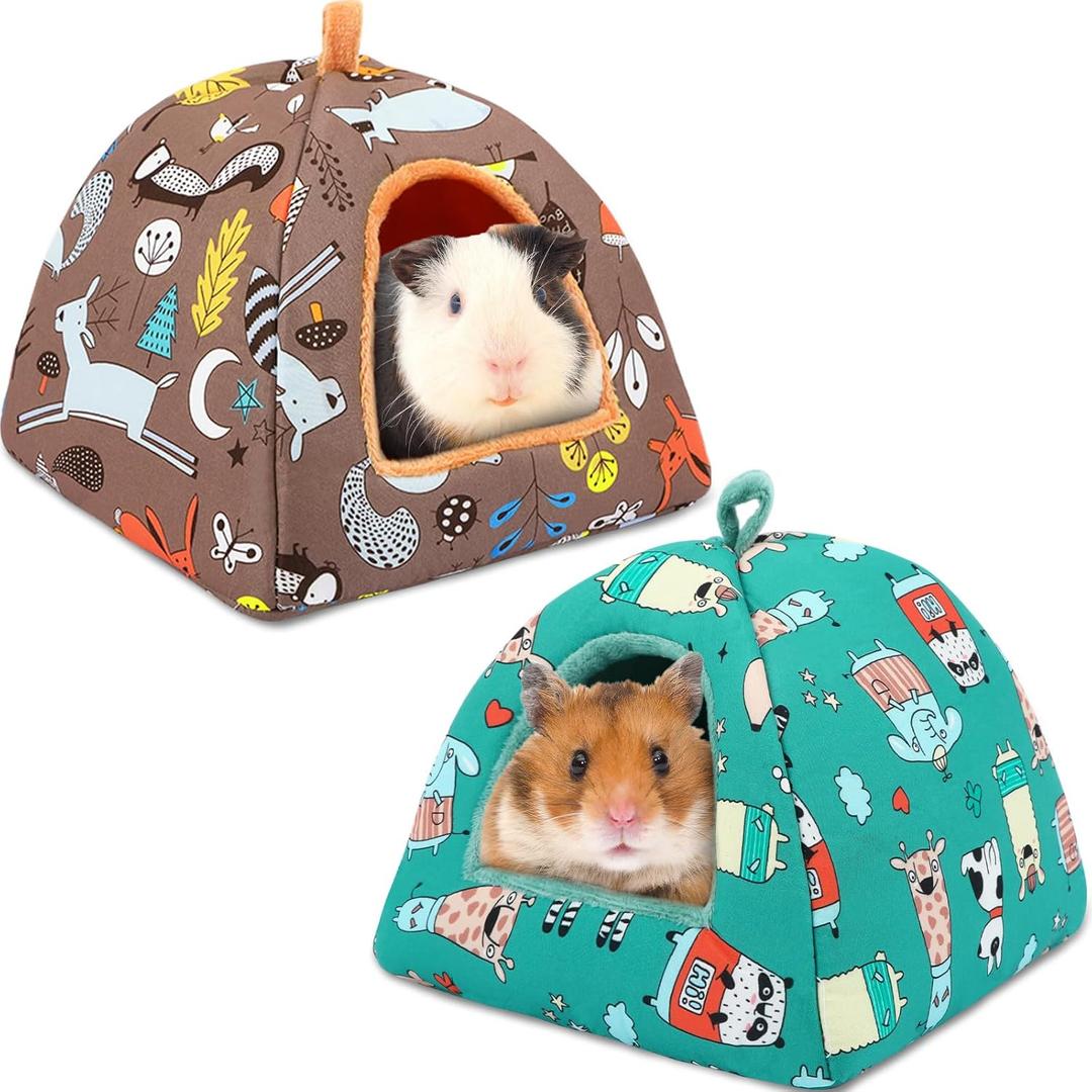 2 Pack Guinea Pig Bed, Guinea Pig Hideout Washable Small Animal House Cage Accessories for Dwarf Rabbits Chinchillas Hamsters Hedgehogs Ferrets Bearded Dragons and Rats 