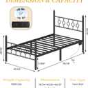 Jenmit Twin Bed Frames with Headboard, LED Bed Frame with Charging Station, Metal Platform, Under-Bed Storage, No Box Spring Needed, Noise Free, Easy Assembly, Black