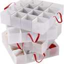 Sattiyrch Plastic Christmas Ornament Storage Box,4 Tray Customizable Divider, Zippered Closure, Dust-Proof, Collapsible, Dual Handles,Holds Up to 64 x 2.36 Ornaments,for Garage/Attic/Basement Storage