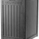 Outdoor Package Delivery Box, 48-Gallon Lockable Storage Box, Large Double-Walled Resin Weatherproof Deck Box for Porch and Patio (Black)