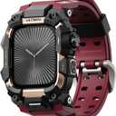 ULTIMAL Rugged Case with Band for Apple Watch 46mm,Compatible with Apple Watch Series 11/10, Military Grade Shockproof Bumper Cover for iWatch Tactical Band Men (46mm,Red)