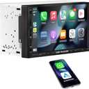 [New] Y-METDRIVING 7 inch Double din Apple carplay car Stereo in-Dsah Navigation,Wired carplay&Android Auto,Bluetooth car Radio with 2 USB Ports,TF,AUX,HD Touchscreen