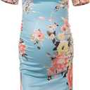 Peauty Summer Maternity Dress - Short Sleeve Bodycon Dress with Side Ruching for Beach Vacation & Baby Shower (S-2XL)