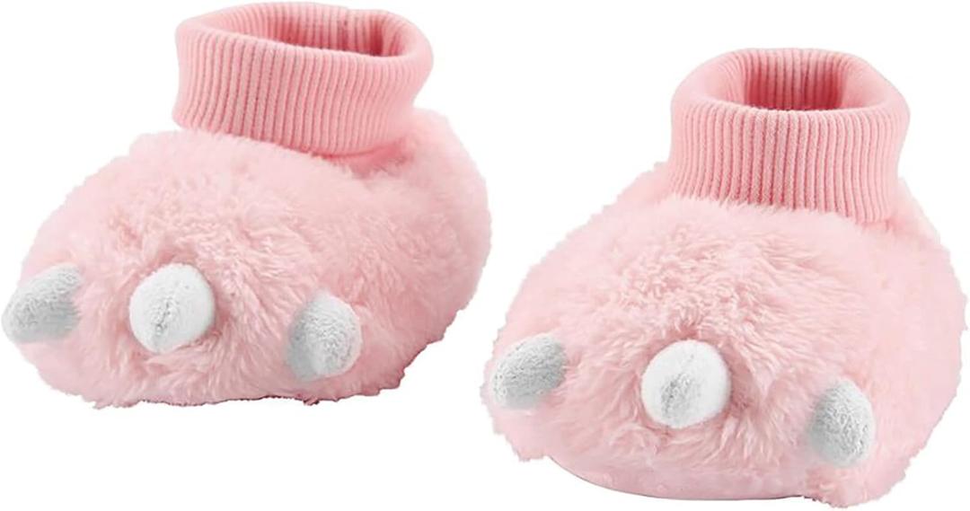 Carter's Baby & Toddler Claw Slippers (6-12 Months Infant, Pink)