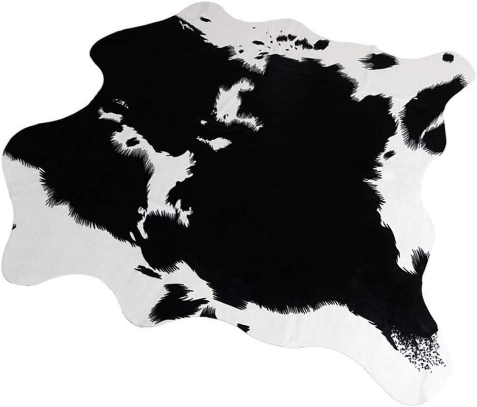 MustMat Cute Cow Print Rug Black and White Faux Cowhide Rugs Animal Printed Area Rug Carpet for Home 5.2x4.6 Feet