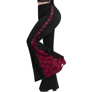 ROSE GAL Rosegal Women Plus Size Bell Bottoms Gothic Flare Pants (3X, Black_1)