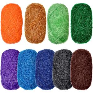 Timgle 9 Skeins Scrubby Yarn for Dishcloths Rainbow Sparkly Yarn for Crocheting Knitting Dishwashing Dishcloths Craft Project (Elegant)