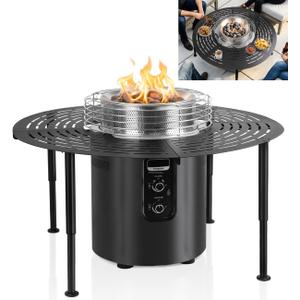 Surround Extension Table for Ninja Fireside360 Outdoor Heater & Fire Pit (OF100/OF101), Carbon Steel, 45.87" OD, Adjustable Legs, No-Drill Clamp Mount, 360° Wrap