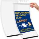 2 Pack Large Dog Door Replacement Flaps and 1 Metal Bracket with Screws, Compatible with Petsafe Freedom Doggie Doors, PAC11-11039 10 1/8" X 16 7/8" Magnetic Closure,Flexible (Frosted Transparent)
