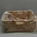 Rectangular Water Hyacinth Storage Baskets, Wicker Storage Baskets for Shelves, Square Shallow Basket, Woven Drawer Basket With Handle, 13 L x 10.6 W x 4.5 H