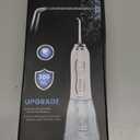 H2ofloss Water Dental Flosser Portable Dental Oral Irrigator with 5 Modes, 6 Replaceable Jet Tips, Rechargeable IPX7 Waterproof Teeth Cleaner for Home and Travel -300ml Detachable Reservoir (HF-6) (White)