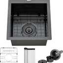 13 Black Bar Sink Drop in -VAWSS 13 x 15 inch,16 Gauge Stainless Steel Small Kitchen Sinks,Matte Nano Black Topmount Single Bowl Kitchen Outdoor Sink