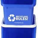 6 Gallon Stackable Recycling Bin Container in Blue, Eco-Friendly BPA-Free Handy Recycler with Handle, 4-Pack