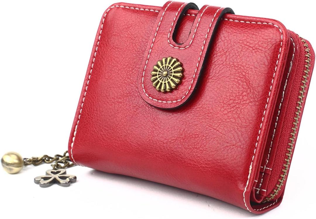 Small Wallet for Women Bifold RFID Blocking Credit Card Holder Leather Wallets with Coins Zipper Pocket