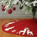 Sattiyrch Knit Christmas Tree Skirt,Luxury Cable Knitted Thick Rustic Xmas Tree Decoration (Red 3D, 36")