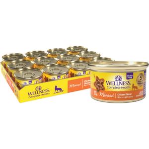 Wellness Complete Health Minced Adult Wet Cat Food, Natural, Protein-Rich, Grain Free, 3 Ounce , 24 Pack, (Chicken Entre), Best By: 26/07/2025