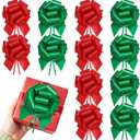 12 Pcs Large Christmas Bows for Gift Wrapping, 5 inch Xmas Pull Bows Christmas Ribbon for Presents, Tree, Wine Bottles, Festive Decorations - Red + Green