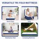 CYMULA Folding Mattress Single Size,6 inch Memory Foam Tri Portable Trifold Mattress Topper Single with Breathable & Washable Cover, Foldable Sofa for Camping(25"75"6")