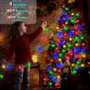 Christmas Snowflake String Lights Outdoor, 100 LED 49FT Icicle Lights Waterproof with 8 Modes Timer Xmas Decorations, Plug in Fairy Lights for Curtain, Eaves, Window, Tree, Garden, Yard- Multicolor