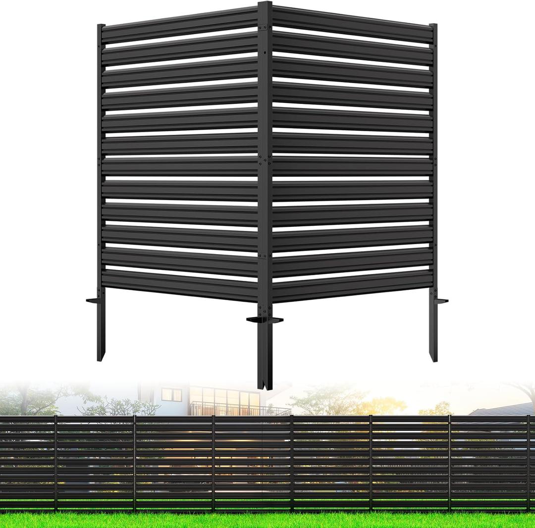 2 Panels No-Dig Metal Privacy Fence Screen, 42" H 38" W Outdoor Air Conditioner Fence, Rustproof AC Unit Cover to Hide Trash Bins, Pool Equipment Enclosure, Decorative Garden, Patio & Backyard