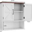 Bathroom Wall Cabinet with Barn Doors, Wall Mounted Bathroom Cabinet, Farmhouse Style, Adjustable Shelf, Wall Mounted Medicine Cabinets, White