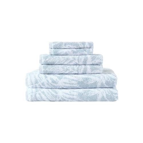 Tommy Bahama - Bathroom Towel Set, Soft & Absorbent 100% Yarn-Dyed Cotton Terry Towels, Coastal Bath Towel Set (Art of Palms Blue, 6 Piece)